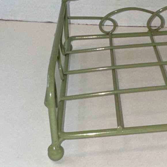 Vintage Napkin Holder Green Painted Metal Decorative Table Setting - Picture 4 of 4
